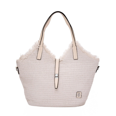Ψάθινη τσάντα ώμου BAGTOBAG BY-31402 Ασπρο