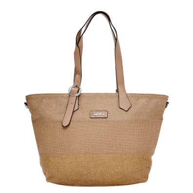 Ψάθινη τσάντα ώμου BY-31404 - Μπέζ