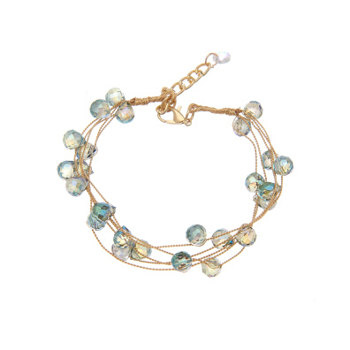 Βραχίολι με γυάλινες πέτρες ZSF013 - Ανοιχτό Πράσινο