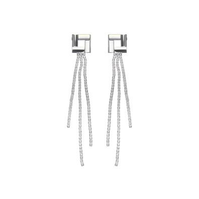 Κρεμαστά σκουλαρίκια με πέτρες lyod 3-5-3 - Ασημί