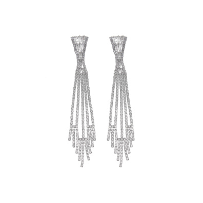 Κρεμαστά σκουλαρίκια με πέτρες lyod 4-9-1 - Ασημί