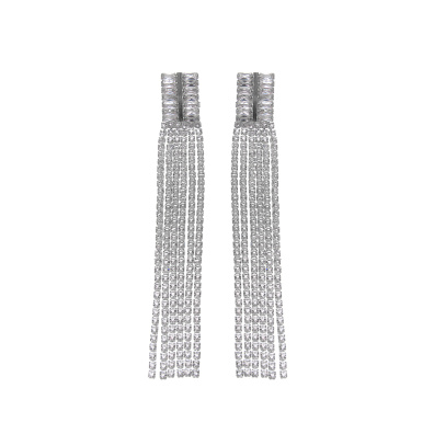 Κρεμαστά σκουλαρίκια με πέτρες lyod 6-13-1 - Ασημί