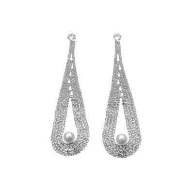 Κρεμαστά σκουλαρίκια με πέτρες lyod 6-18-1 - Ασημί