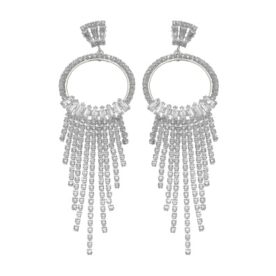 Κρεμαστά σκουλαρίκια με πέτρες lyod 7-11-1 - Ασημί