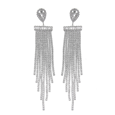 Κρεμαστά σκουλαρίκια με πέτρες lyod 7-12-1 - Ασημί