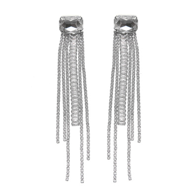 Κρεμαστά σκουλαρίκια με πέτρες lyod 8-5-1 - Ασημί