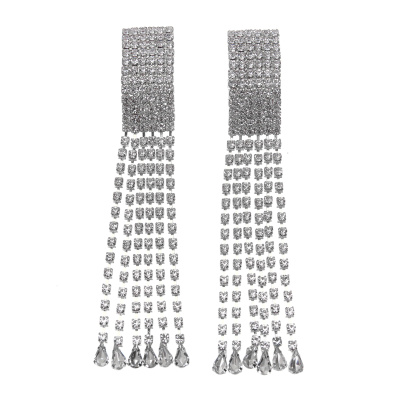 Κρεμαστά σκουλαρίκια με πέτρες lyod 8-6 - Ασημί