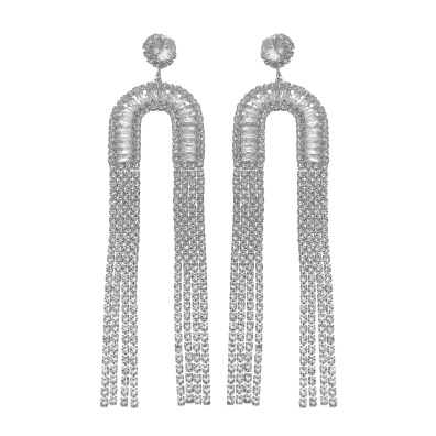 Κρεμαστά σκουλαρίκια με πέτρες lyod- 8-8-1 - Ασημί