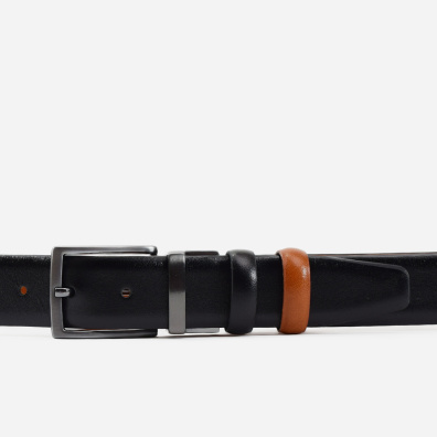 Δερμάτινη Ζώνη Stefano Mario BSTMDF Μαύρο-Ταμπά