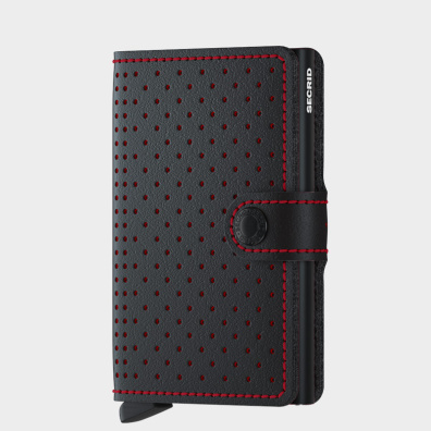 Δερμάτινο Πορτοφόλι Secrid Miniwallet Perforated Μαύρο-Κόκκινο
