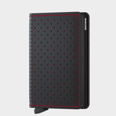 Δερμάτινο Πορτοφόλι Secrid Miniwallet Perforated Black-Red Μαύρο-Κόκκινο