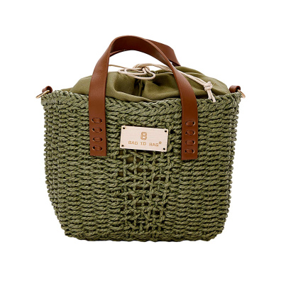 Τσαντάκι ψάθινο χειρός CN23128 - Πράσινο