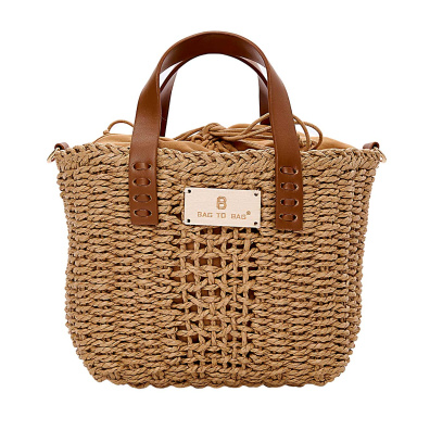 Τσαντάκι ψάθινο χειρός CN23128 - Apricot