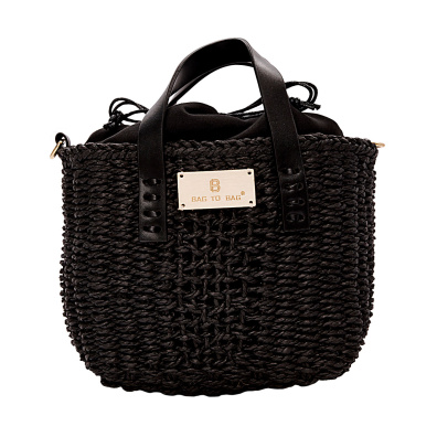 Τσαντάκι ψάθινο χειρός CN23128 - Μαύρο