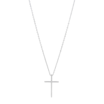 Αλυσίδα λαιμού με σταυρό HLLY-340 - Ασημί