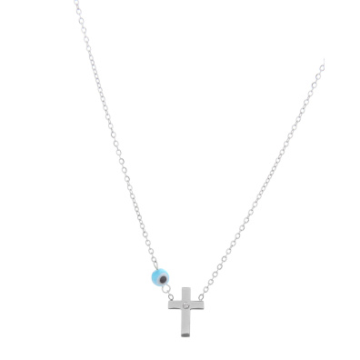 Αλυσίδα λαιμού με σταυρό HLLY-344-1 - Ασημί