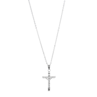 Αλυσίδα λαιμού με σταυρό HLLY-348 - Ασημί