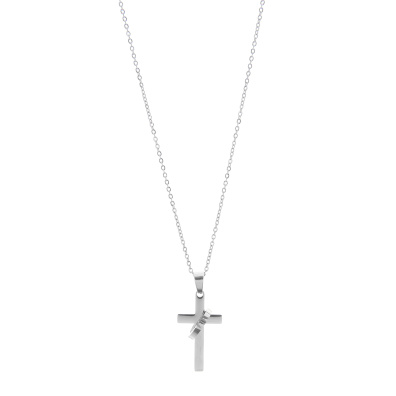 Αλυσίδα λαιμού με σταυρό HLLY-354 - Ασημί