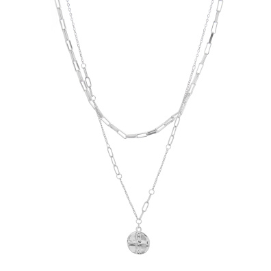 Διπλή αλυσίδα λαιμού HS4607-10 - Ασημί