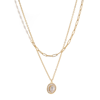 Διπλή αλυσίδα λαιμού HS4607-14 - Χρυσό