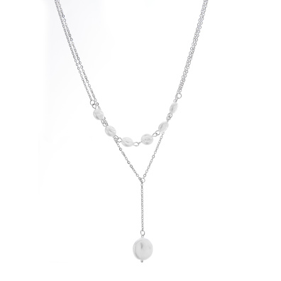 Διπλή αλυσίδα λαιμού HS4607-3 - Ασημί