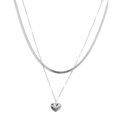 Διπλή αλυσίδα λαιμού JC607-1 - Ασημί