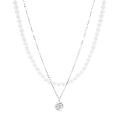 Διπλή αλυσίδα λαιμού  MN43-26 - Ασημί