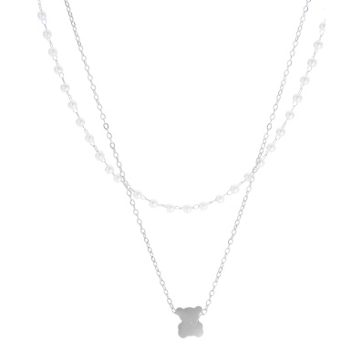 Διπλή αλυσίδα λαιμού  MN43-43 - Ασημί