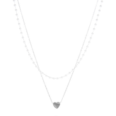 Διπλή αλυσίδα λαιμού  MN4324-45 - Ασημί