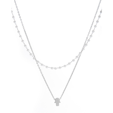Διπλή αλυσίδα λαιμού  MN43-46 - Ασημί
