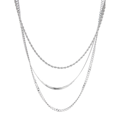Τριπλή αλυσίδα λαιμού  MN43-51 - Ασημί