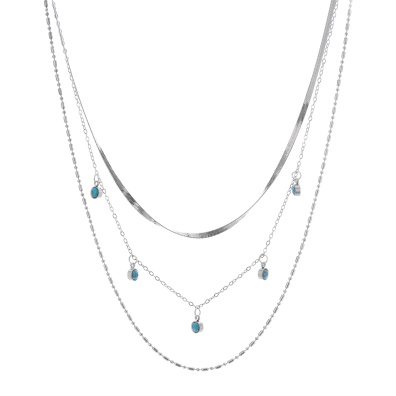 Τριπλή αλυσίδα λαιμού MN4324-57 - Ασημί