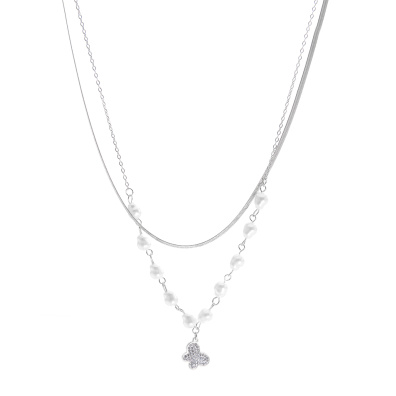 Διπλή αλυσίδα λαιμού MN43-58-2 - Ασημί