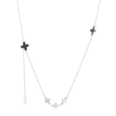 Αλυσίδα λαιμού με σταυρους MN43-59-2 - Ασημί