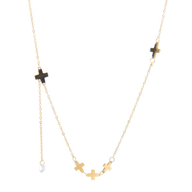 Αλυσίδα λαιμού με σταυρους MN43-59-2 - Χρυσό