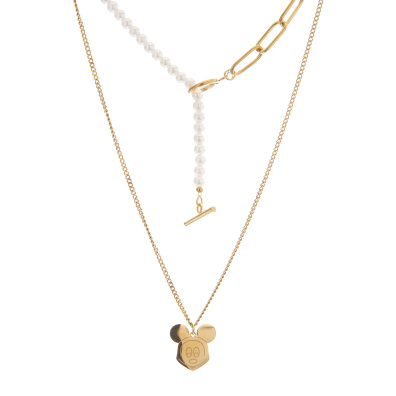 Διπλή αλυσίδα λαιμού Μίκυ MN4324-64 - Χρυσό