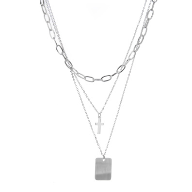 Τριπλή αλυσίδα λαιμού MN4324-48 - Ασημί