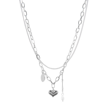 Διπλή αλυσίδα λαιμού MN4324-49 - Ασημί
