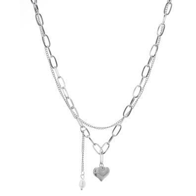 Διπλή αλυσίδα λαιμού MN4324-51 - Ασημί