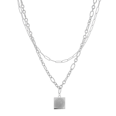 Διπλή αλυσίδα λαιμού MN4324-63 - Ασημί