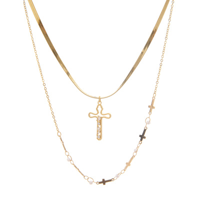 Διπλή αλυσίδα λαιμού HS4607-16 - Χρυσό