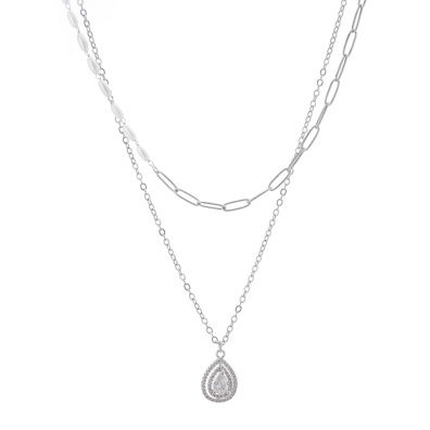 Διπλή αλυσίδα λαιμού JC607-18 - Ασημί