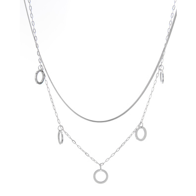 Διπλή αλυσίδα λαιμού HS4607-6 - Ασημί