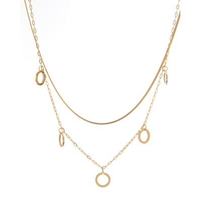 Διπλή αλυσίδα λαιμού HS4607-6 - Χρυσό