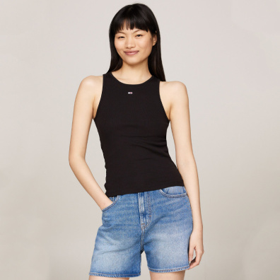 Αμάνικο Τοπ Tommy Hilfiger Essential DW0DW17382-BDS Μαύρο