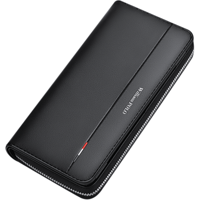 Δερμάτινο Ανδρικό πορτοφόλι William Polo 191411 black plain