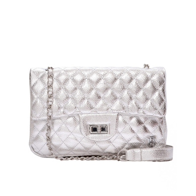 Τσάντα ώμου με αλυσίδα SW8902 - Ασημί