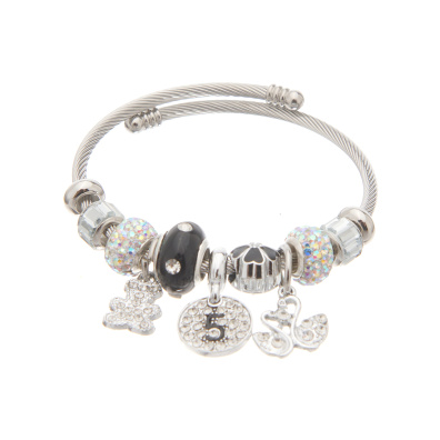 Βραχιόλι με κύκνους AA-5301-12 - Μαύρο