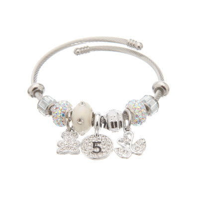 Βραχιόλι με κύκνους AA-5301-12 - Ασημί