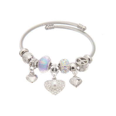 Βραχιόλι με καρδιές AA-5301-24 - Μώβ